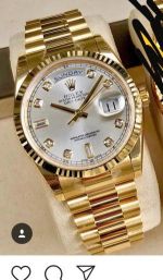 Replica Rolex Day Date Yellow Gold President Diamond Hour Marker Men's Watch 40mm